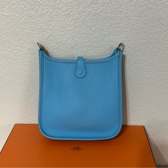 Hermes Evelyne 16 Mini TPM Clemence Palladium Hardware Bleu de Nord Stamp Z - Picture 5 of 13